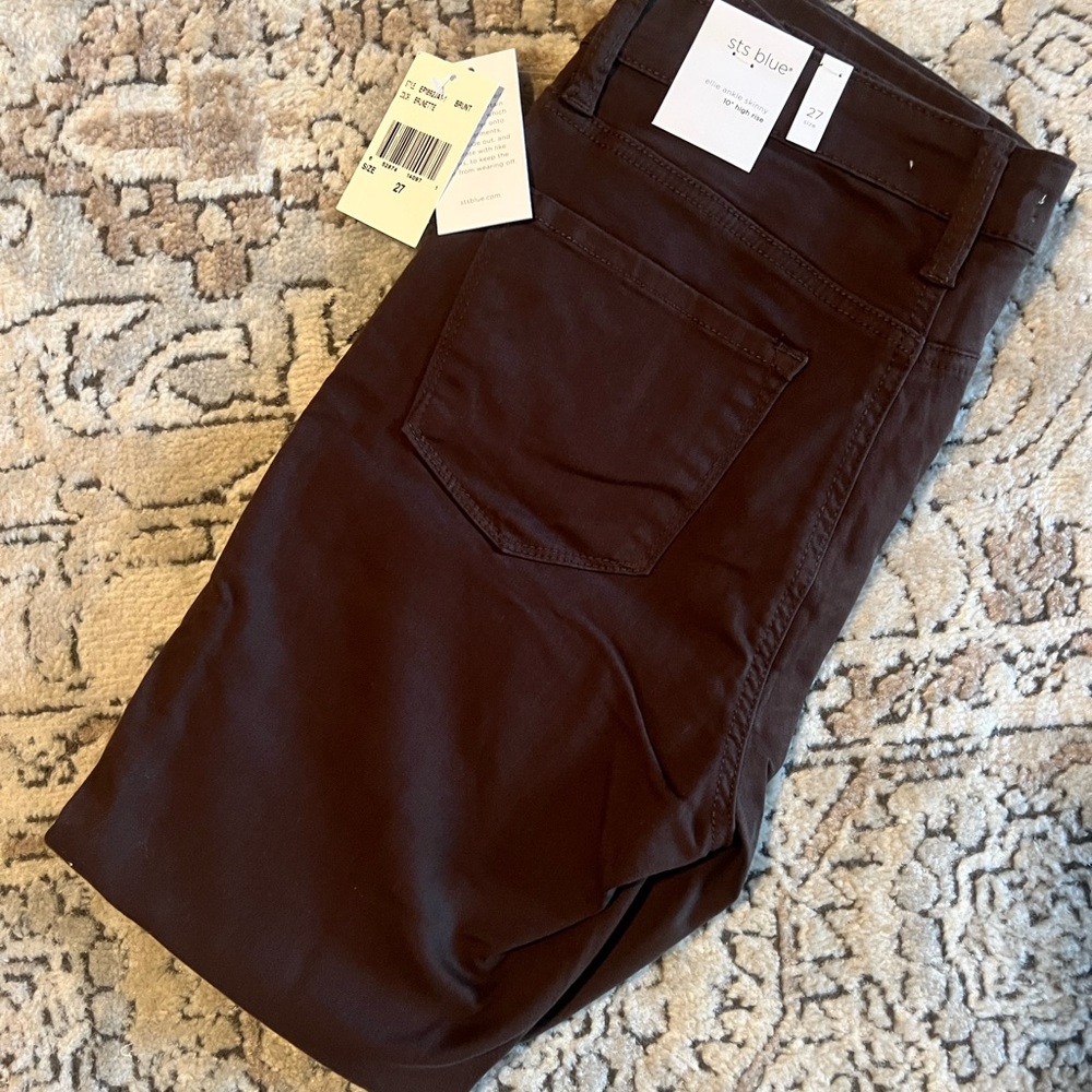 NWT STS Blue Ellie Ankle Skinny 10” High Rise Brown Pants - Size 27
